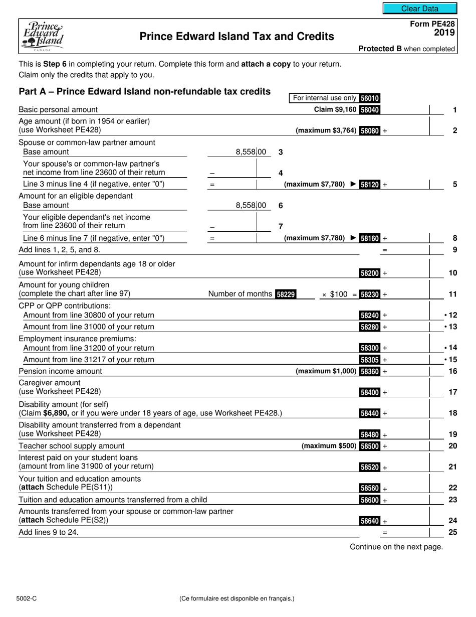Form PE428 (5002C) 2019 Fill Out, Sign Online and Download