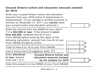 Form 5006-S11 Schedule ON(S11) Provincial Tuition and Education Amounts - Ontario (Large Print) - Canada, Page 2