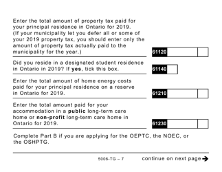 Form ON-BEN (5006-TG) Application for the 2020 Ontario Trillium Benefit and Ontario Senior Homeowners&#039; Property Tax Grant (Large Print) - Canada, Page 7
