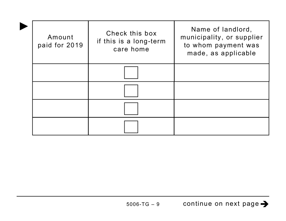Form ON-BEN (5006-TG) Application for the 2020 Ontario Trillium Benefit and Ontario Senior Homeowners Property Tax Grant (Large Print) - Canada, Page 9