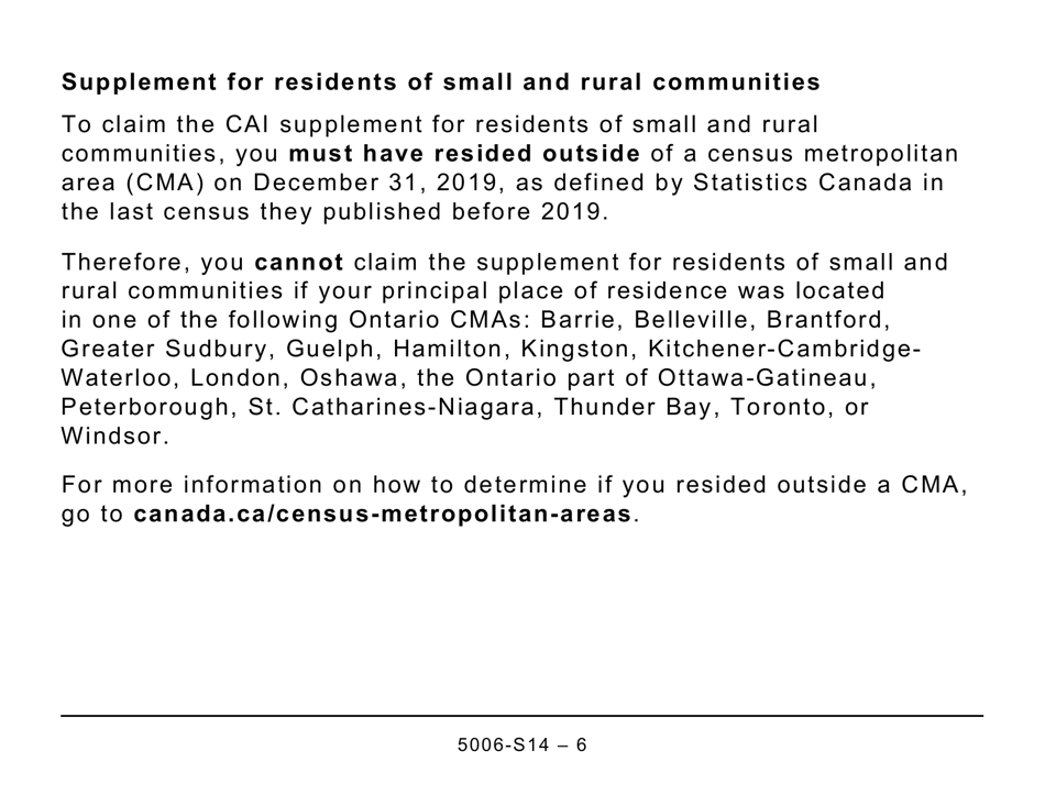 Form 5006-S14 Schedule 14 Climate Action Incentive - Ontario (Large Print) - Canada, Page 6