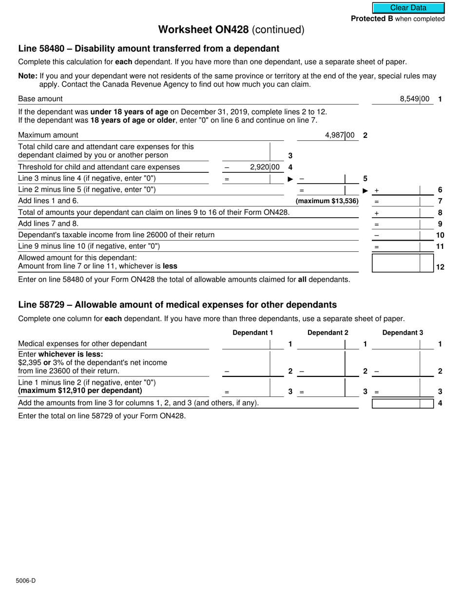 Form 5006-D Worksheet ON428 - Canada, Page 2