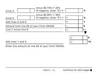 Form 5006-D Worksheet ON428 Ontario (Large Print) - Canada, Page 12