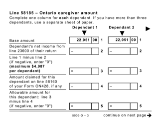 Form 5006-D Worksheet ON428 Ontario (Large Print) - Canada, Page 3