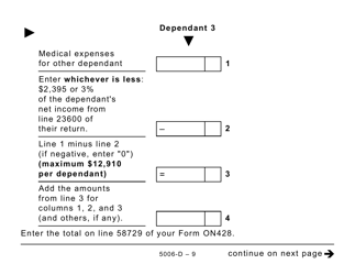 Form 5006-D Worksheet ON428 Ontario (Large Print) - Canada, Page 9