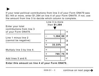 Form 5006-D1 Worksheet ON479 Ontario (Large Print) - Canada, Page 3