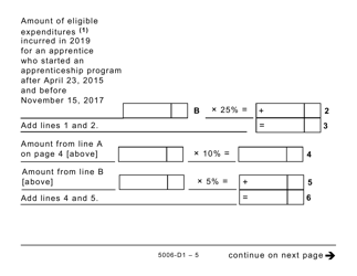 Form 5006-D1 Worksheet ON479 Ontario (Large Print) - Canada, Page 5