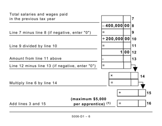 Form 5006-D1 Worksheet ON479 Ontario (Large Print) - Canada, Page 6