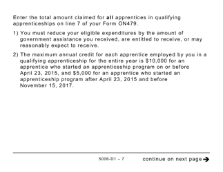 Form 5006-D1 Worksheet ON479 Ontario (Large Print) - Canada, Page 7