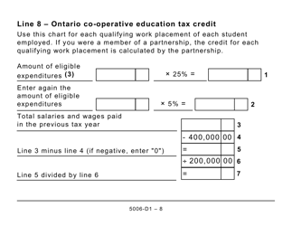 Form 5006-D1 Worksheet ON479 Ontario (Large Print) - Canada, Page 8