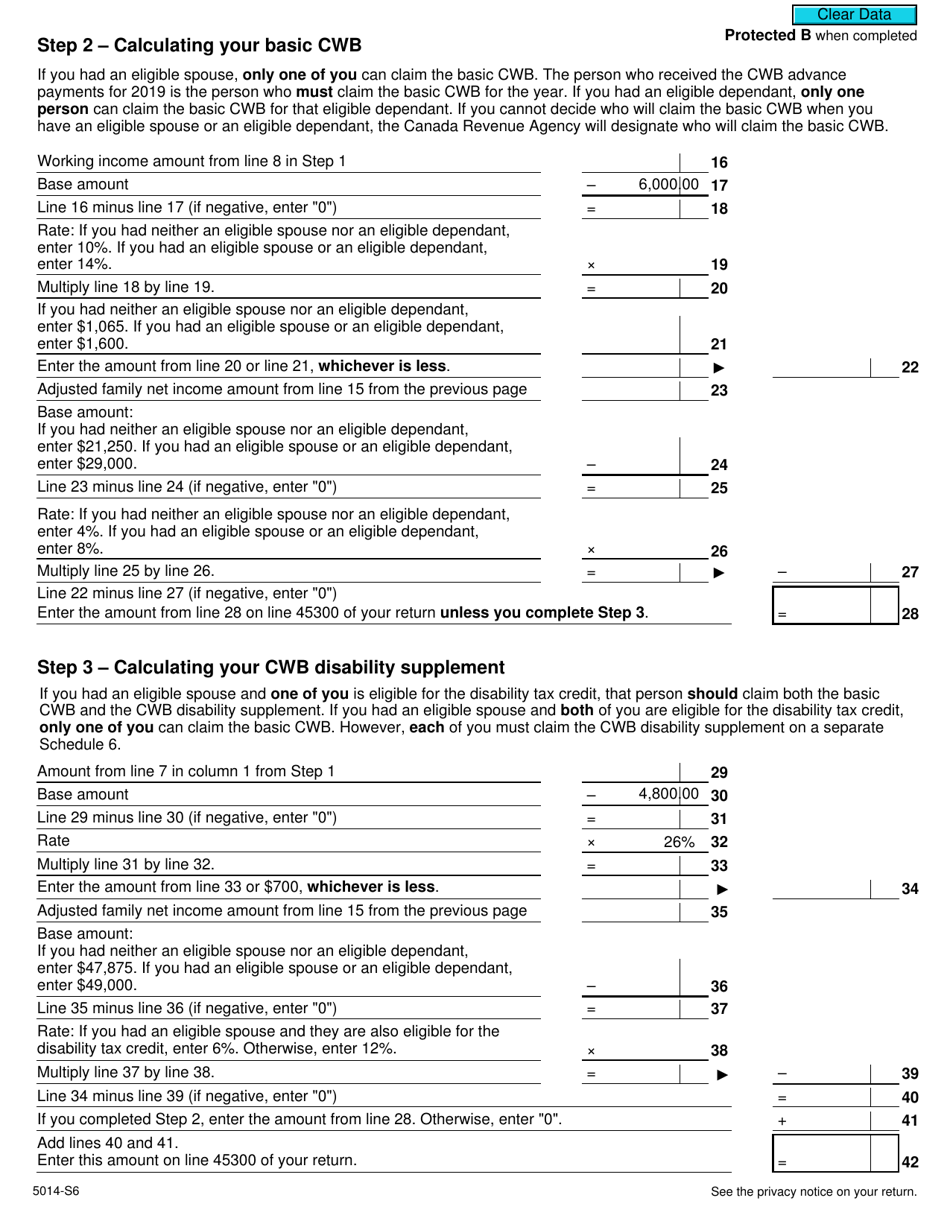 Form 5014-S6 Schedule 6 Canada Workers Benefit - Nunavut - Canada, Page 4