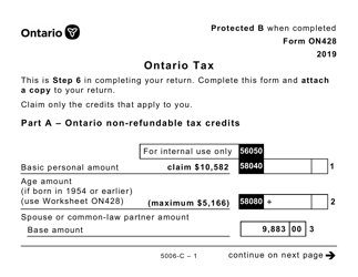 Document preview: Form ON428 (5006-C) Ontario Tax (Large Print) - Canada