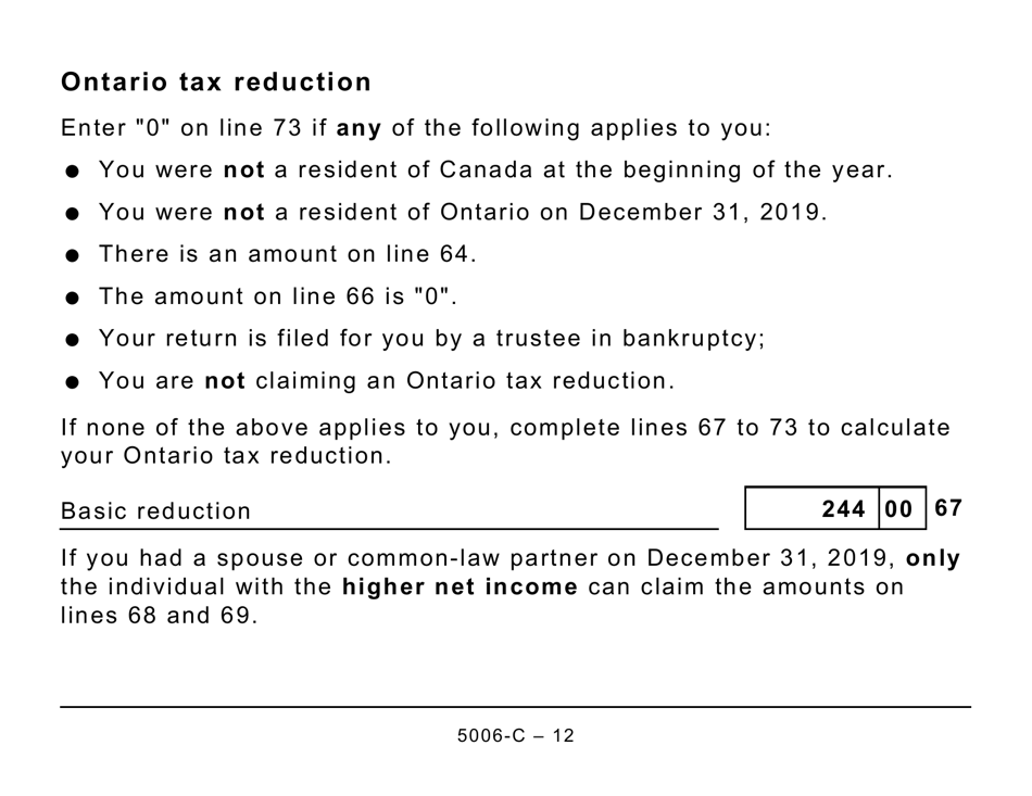 Form ON428 (5006-C) Ontario Tax (Large Print) - Canada, Page 12
