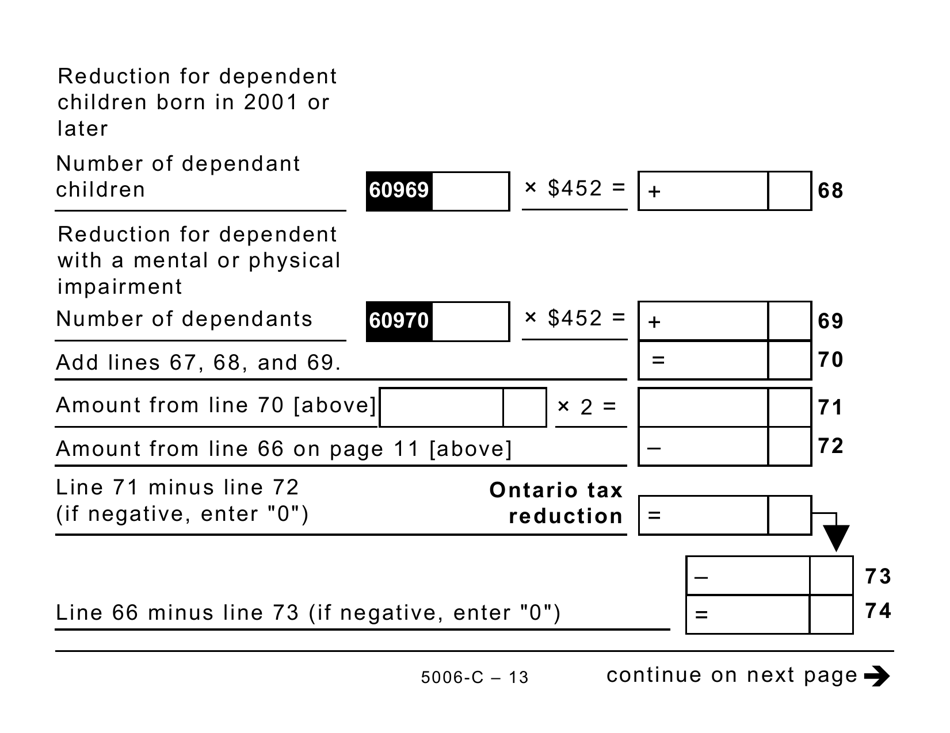 Form ON428 (5006-C) Ontario Tax (Large Print) - Canada, Page 13