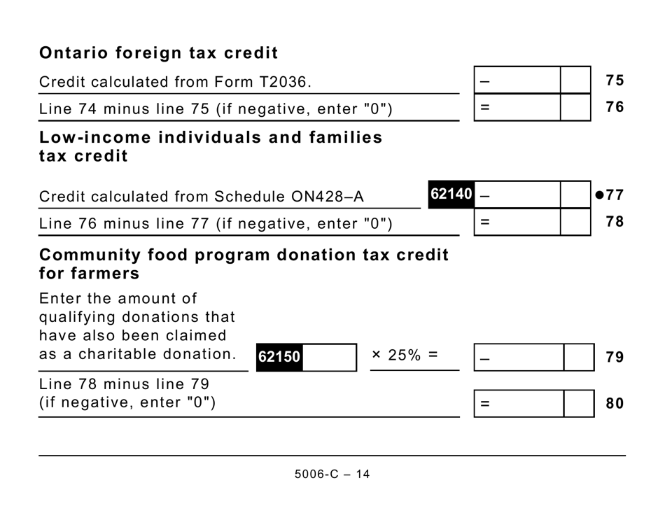 Form ON428 (5006-C) Ontario Tax (Large Print) - Canada, Page 14