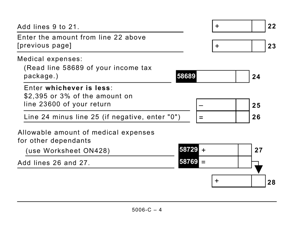 Form ON428 (5006-C) Ontario Tax (Large Print) - Canada, Page 4