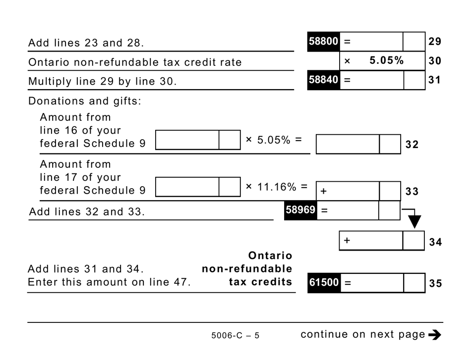 Form ON428 (5006-C) Ontario Tax (Large Print) - Canada, Page 5
