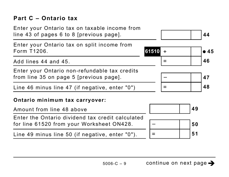 Form ON428 (5006-C) Ontario Tax (Large Print) - Canada, Page 9