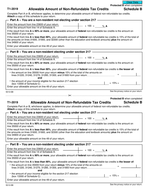 Form 5013-SB Schedule B 2019 Printable Pdf