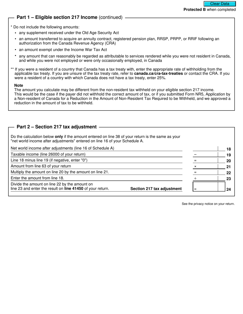 Form 5013-SC Schedule C Electing Under Section 217 of the Income Tax Act - Non-residents of Canada - Canada, Page 2