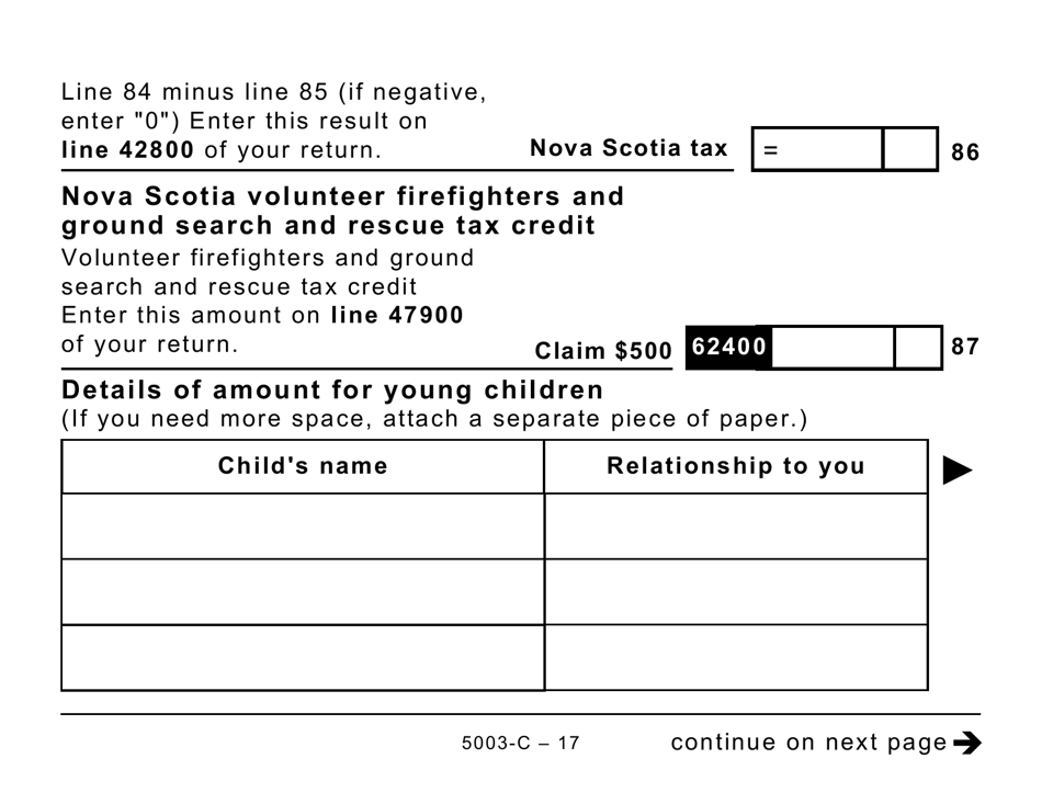 Form NS428 (5003-C) Nova Scotia Tax and Credits (Large Print) - Canada, Page 17