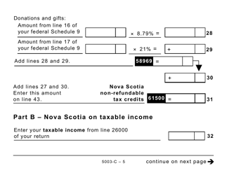 Form NS428 (5003-C) Nova Scotia Tax and Credits (Large Print) - Canada, Page 5