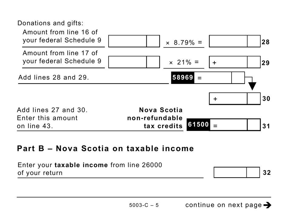 Form NS428 (5003-C) Nova Scotia Tax and Credits (Large Print) - Canada, Page 5