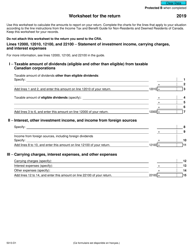 Form 5013-D1 Worksheet for the Return - Non-residents and Deemed Residents of Canada - Canada
