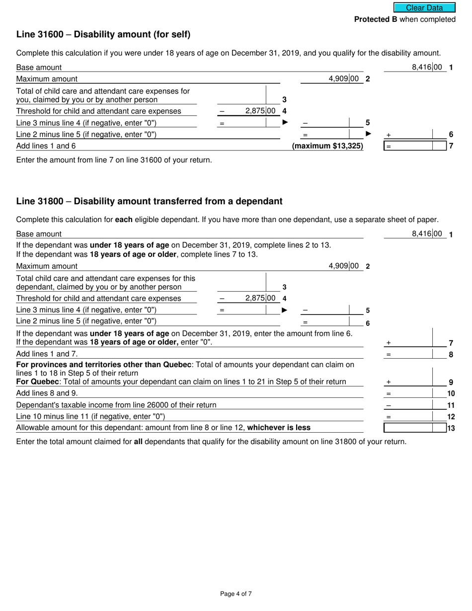 Form 5013-D1 Worksheet for the Return - Non-residents and Deemed Residents of Canada - Canada, Page 4