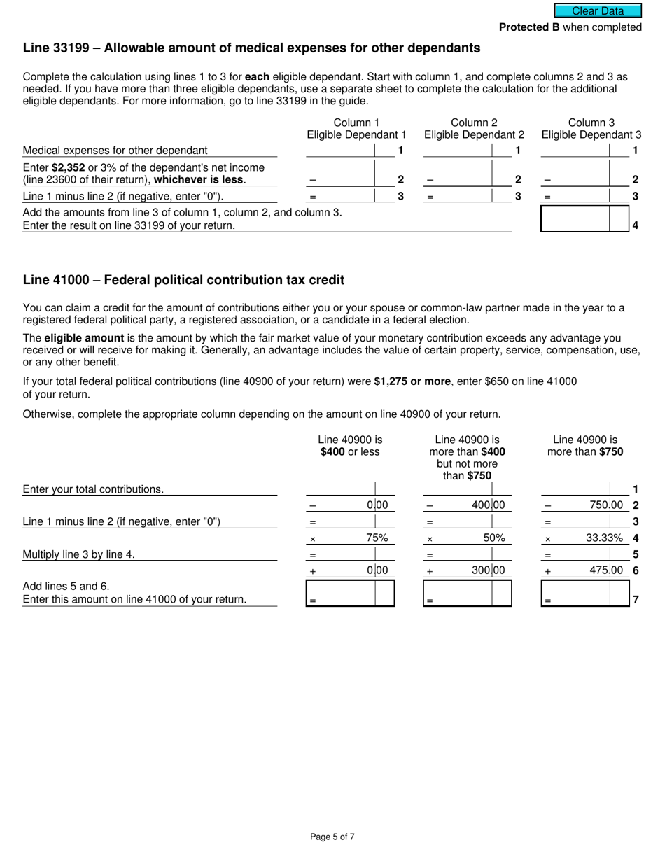 Form 5013-D1 Worksheet for the Return - Non-residents and Deemed Residents of Canada - Canada, Page 5