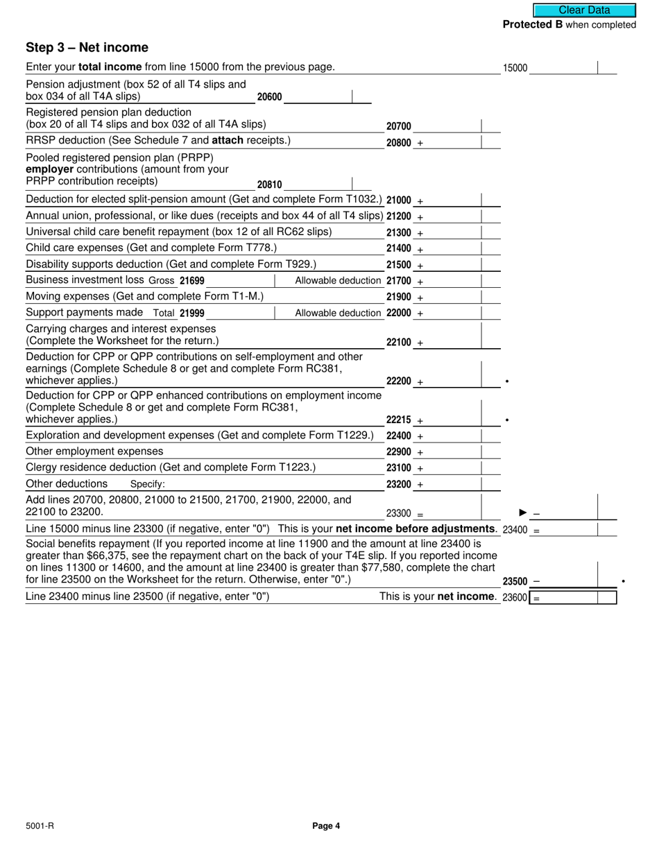 Form 5001-R Income Tax and Benefit Return - Newfoundland and Labrador - Canada, Page 4
