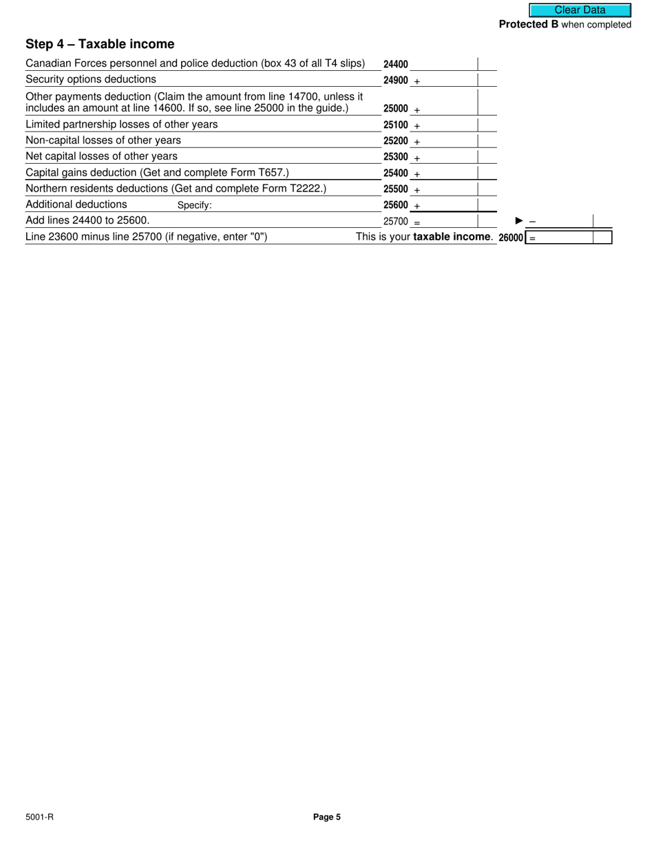 Form 5001-R Income Tax and Benefit Return - Newfoundland and Labrador - Canada, Page 5