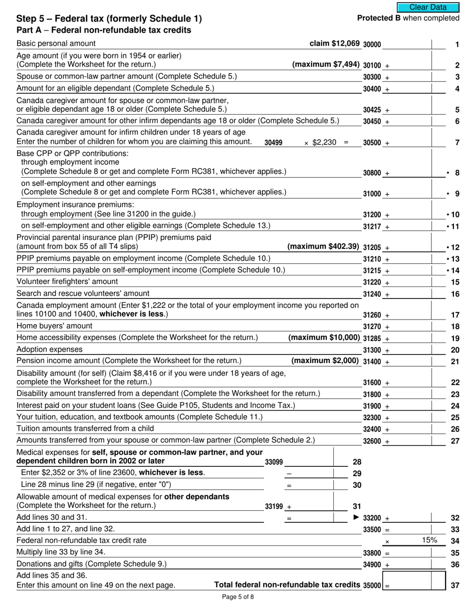 Form 5013-R Income Tax and Benefit Return for Non-residents and Deemed Residents of Canada - Canada, Page 5