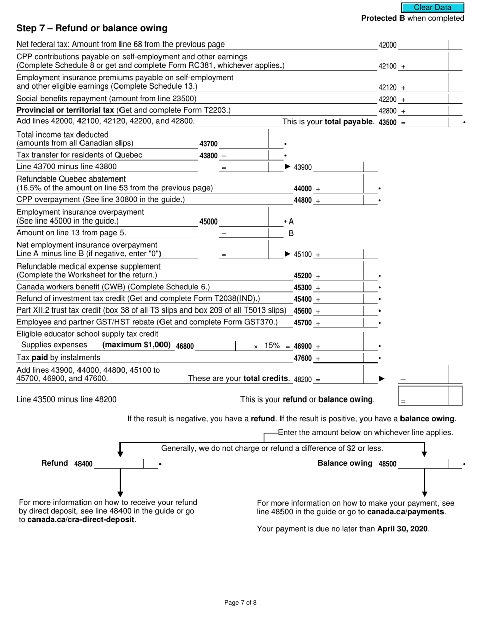 Form 5013-R Income Tax and Benefit Return for Non-residents and Deemed Residents of Canada - Canada, Page 7