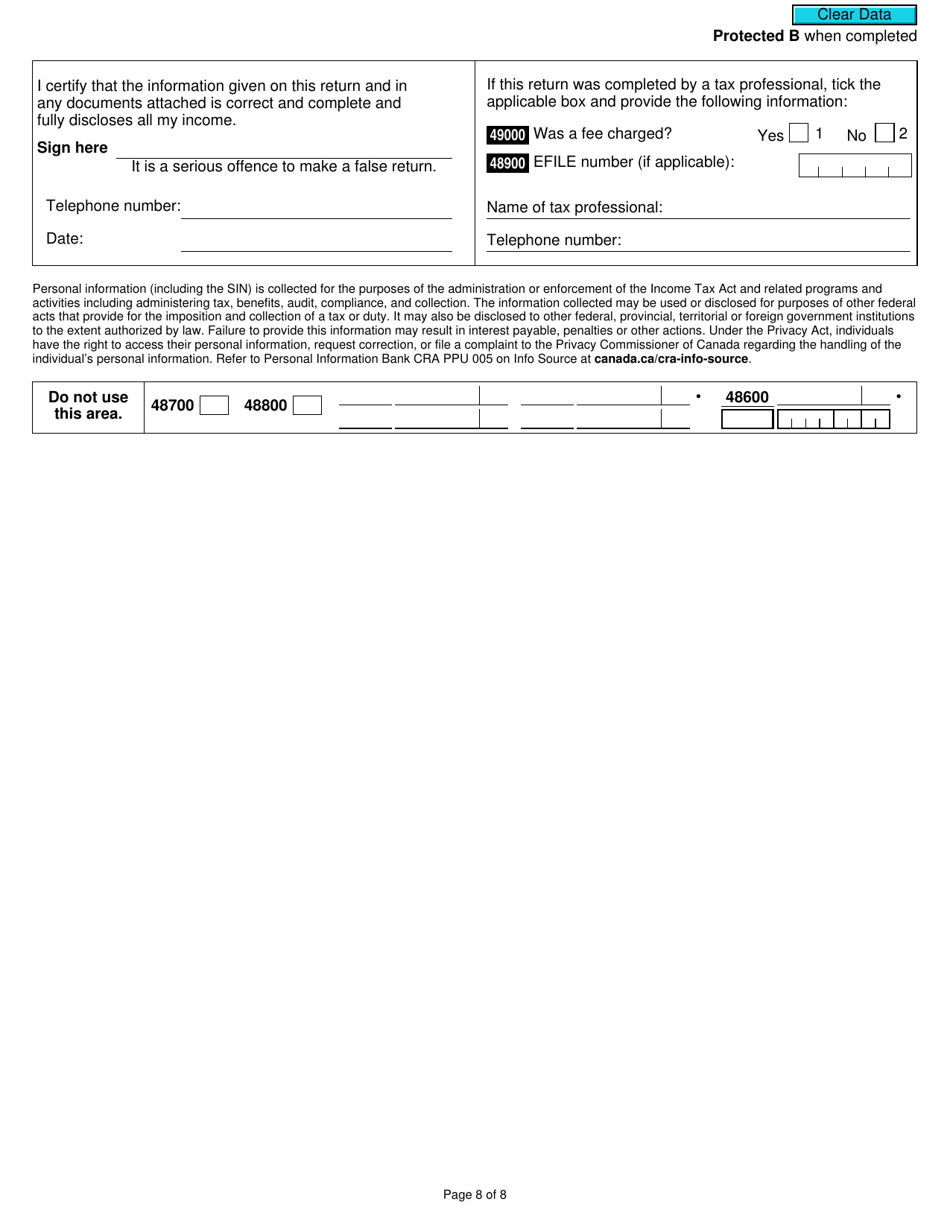 Form 5013-R Income Tax and Benefit Return for Non-residents and Deemed Residents of Canada - Canada, Page 8