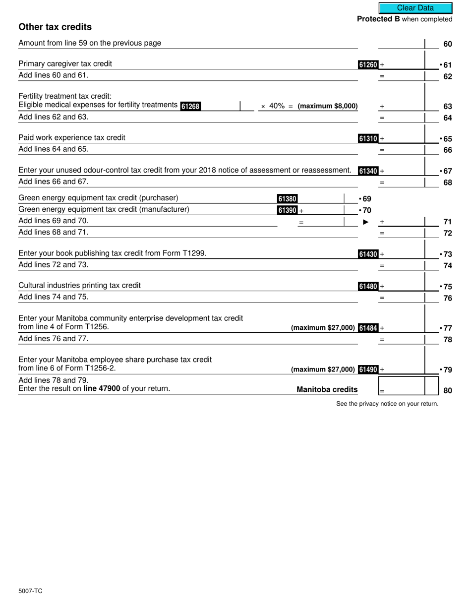 Form MB479 (5007-TC) Manitoba Credits - Canada, Page 5