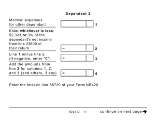 Form 5004-D Worksheet NB428 New Brunswick (Large Print) - Canada, Page 11