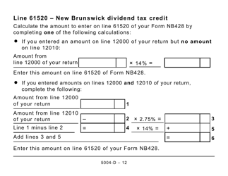 Form 5004-D Worksheet NB428 New Brunswick (Large Print) - Canada, Page 12