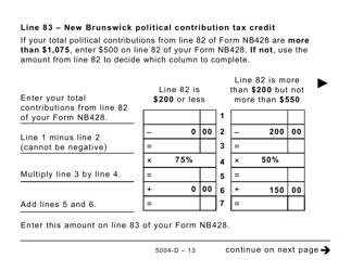 Form 5004-D Worksheet NB428 New Brunswick (Large Print) - Canada, Page 13