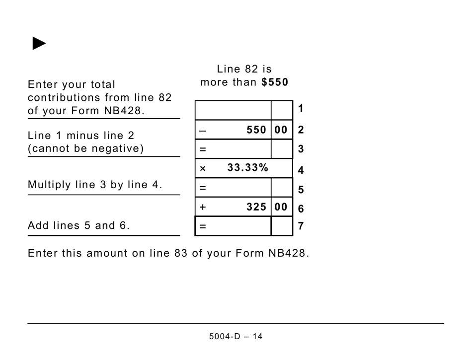 Form 5004-D Worksheet NB428 New Brunswick (Large Print) - Canada, Page 14