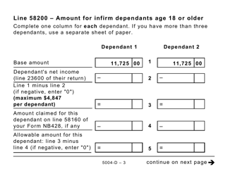 Form 5004-D Worksheet NB428 New Brunswick (Large Print) - Canada, Page 3