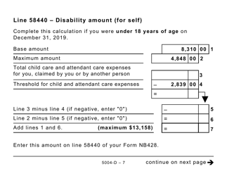 Form 5004-D Worksheet NB428 New Brunswick (Large Print) - Canada, Page 7