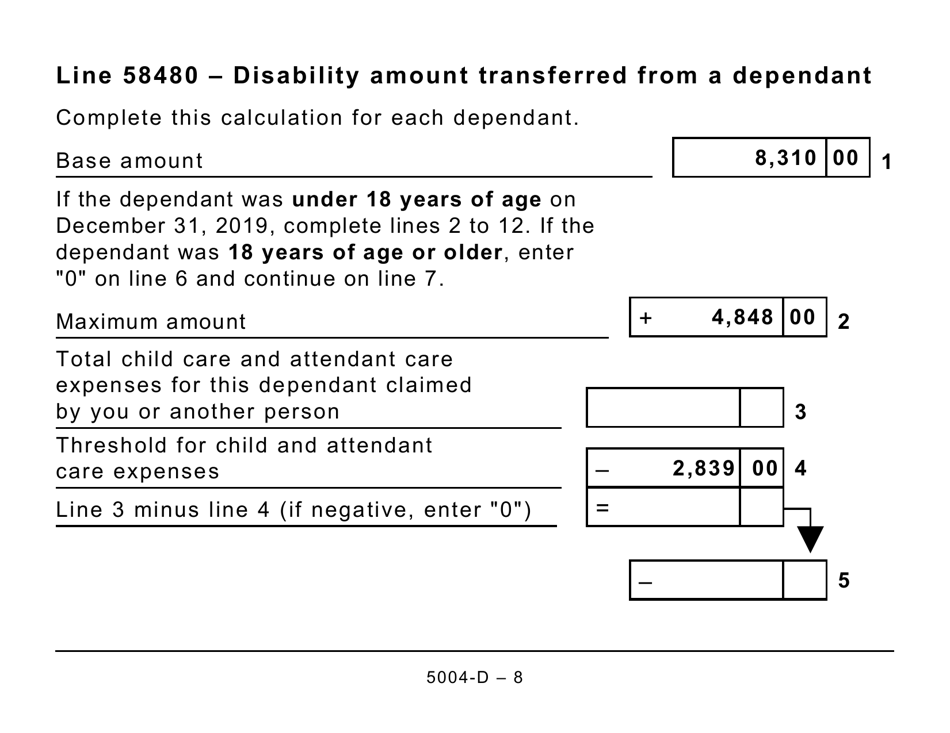 Form 5004-D Worksheet NB428 New Brunswick (Large Print) - Canada, Page 8