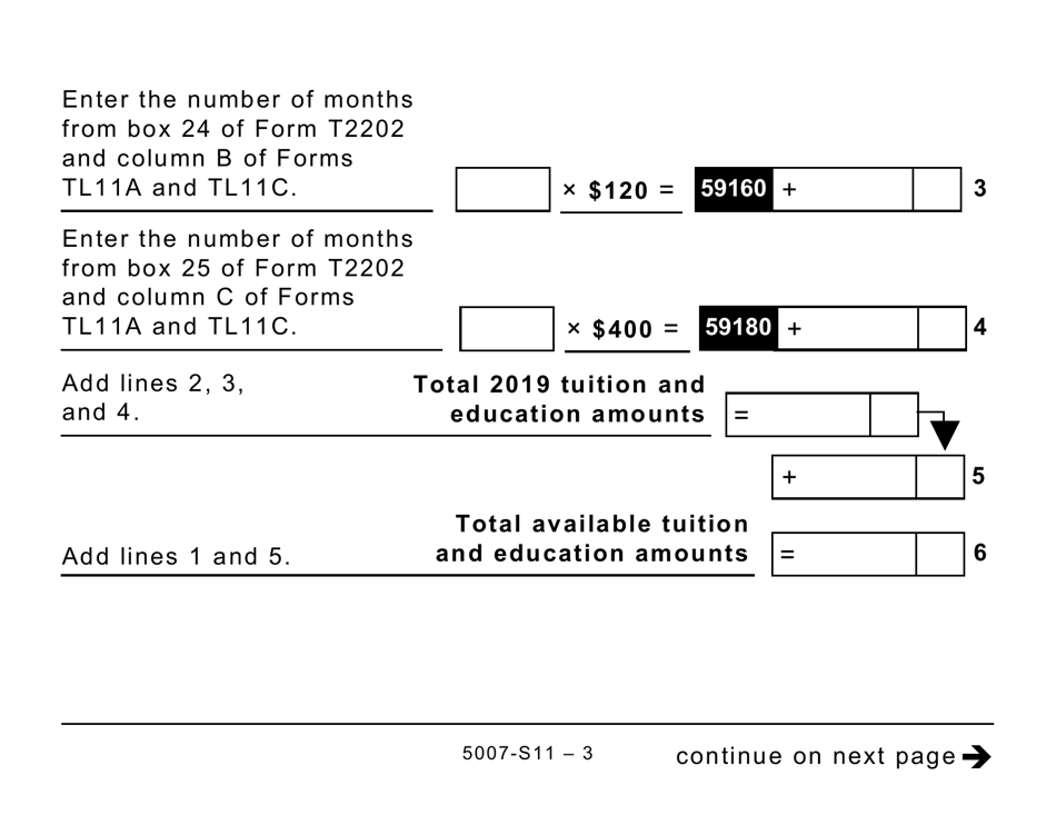 Form 5007-S11 Schedule MB(S11) Provincial Tuition and Education Amounts - Manitoba (Large Print) - Canada, Page 3