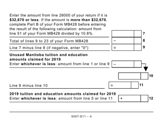 Form 5007-S11 Schedule MB(S11) Provincial Tuition and Education Amounts - Manitoba (Large Print) - Canada, Page 4