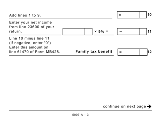 Form 5007-A Schedule MB428-A Manitoba Family Tax Benefit (Large Print) - Canada, Page 3
