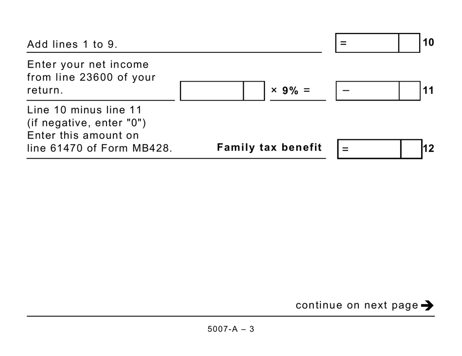 Form 5007-A Schedule MB428-A Manitoba Family Tax Benefit (Large Print) - Canada, Page 3