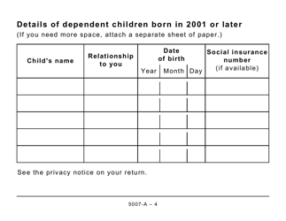 Form 5007-A Schedule MB428-A Manitoba Family Tax Benefit (Large Print) - Canada, Page 4