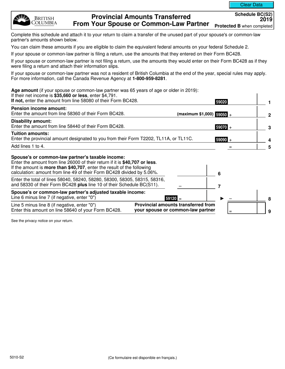 Form 5010S2 Schedule BC(S2) 2019 Fill Out, Sign Online and