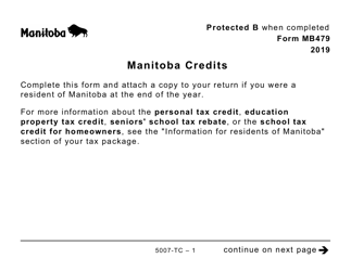 Document preview: Form 5007-TC (MB479) Manitoba Credits (Large Print) - Canada, 2019
